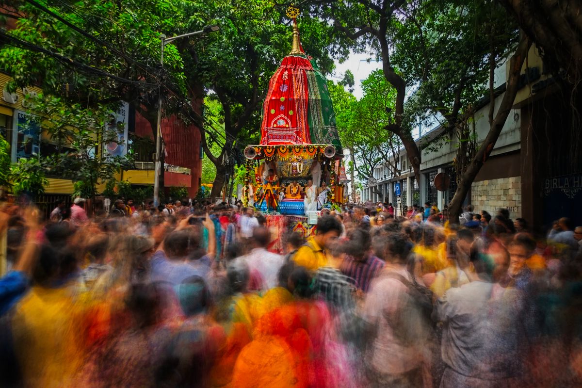 Ratha Yatra festival crowd celebrating